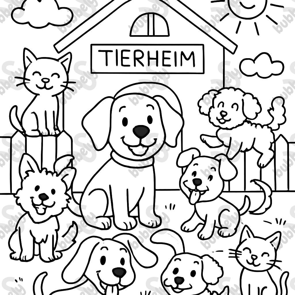 A shelter with many dogs and a few cats