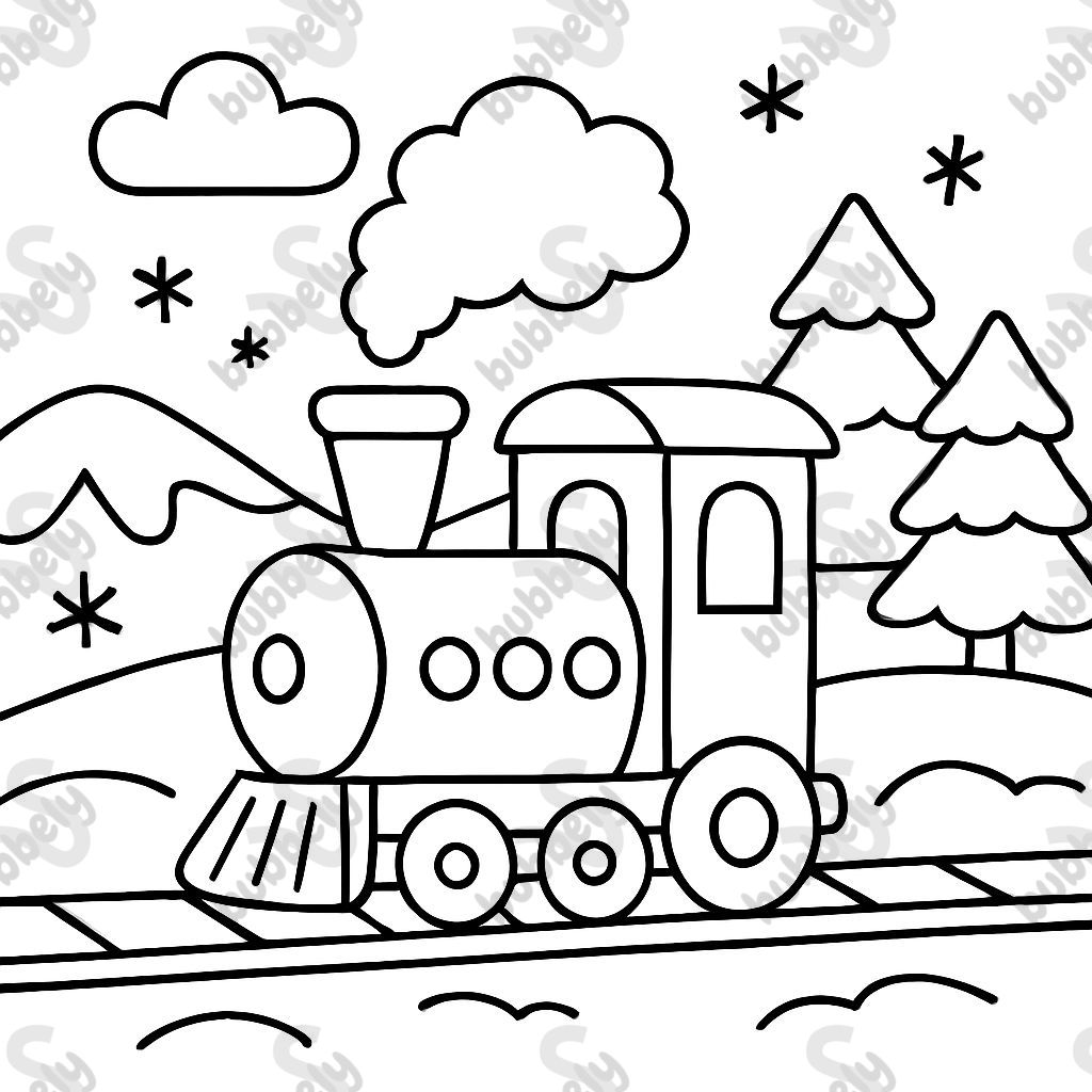 Ticket with a train in winter landscape