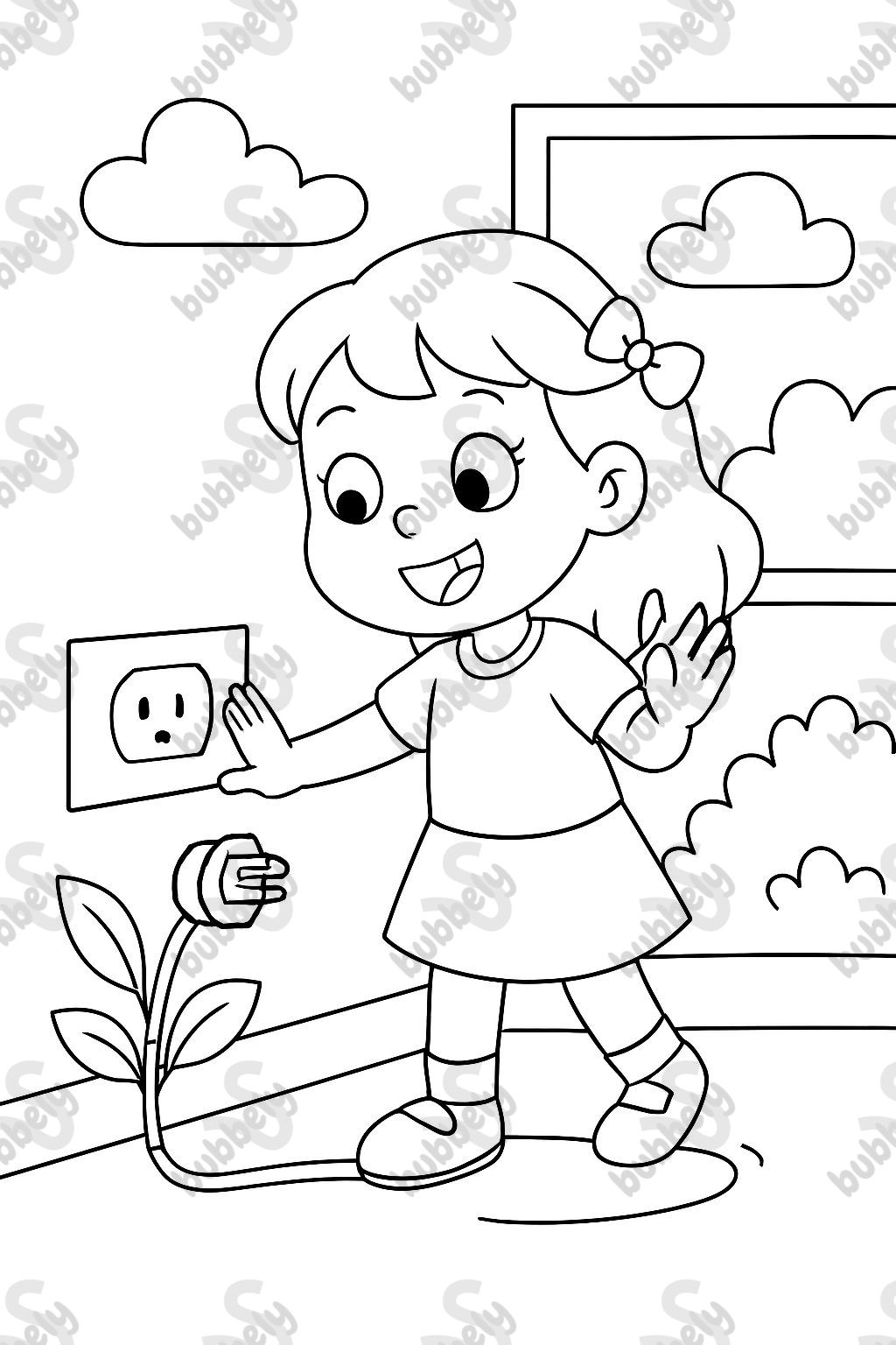 Fille se protégeant des prises électriques