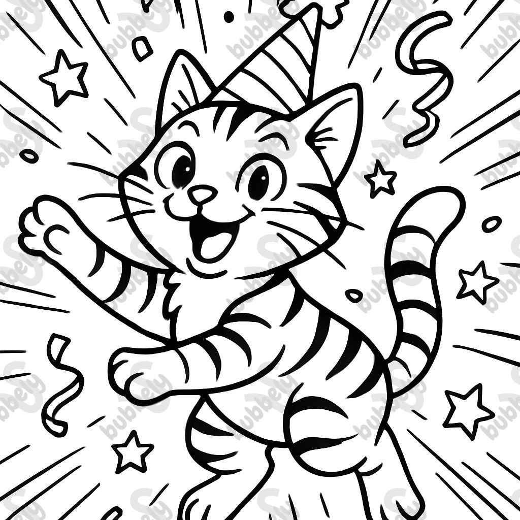 Tabby cat with party hat