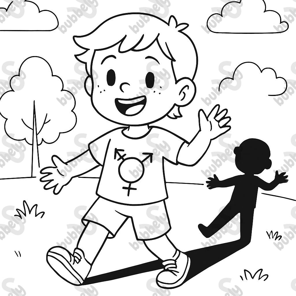 A non-binary child with a shadow.