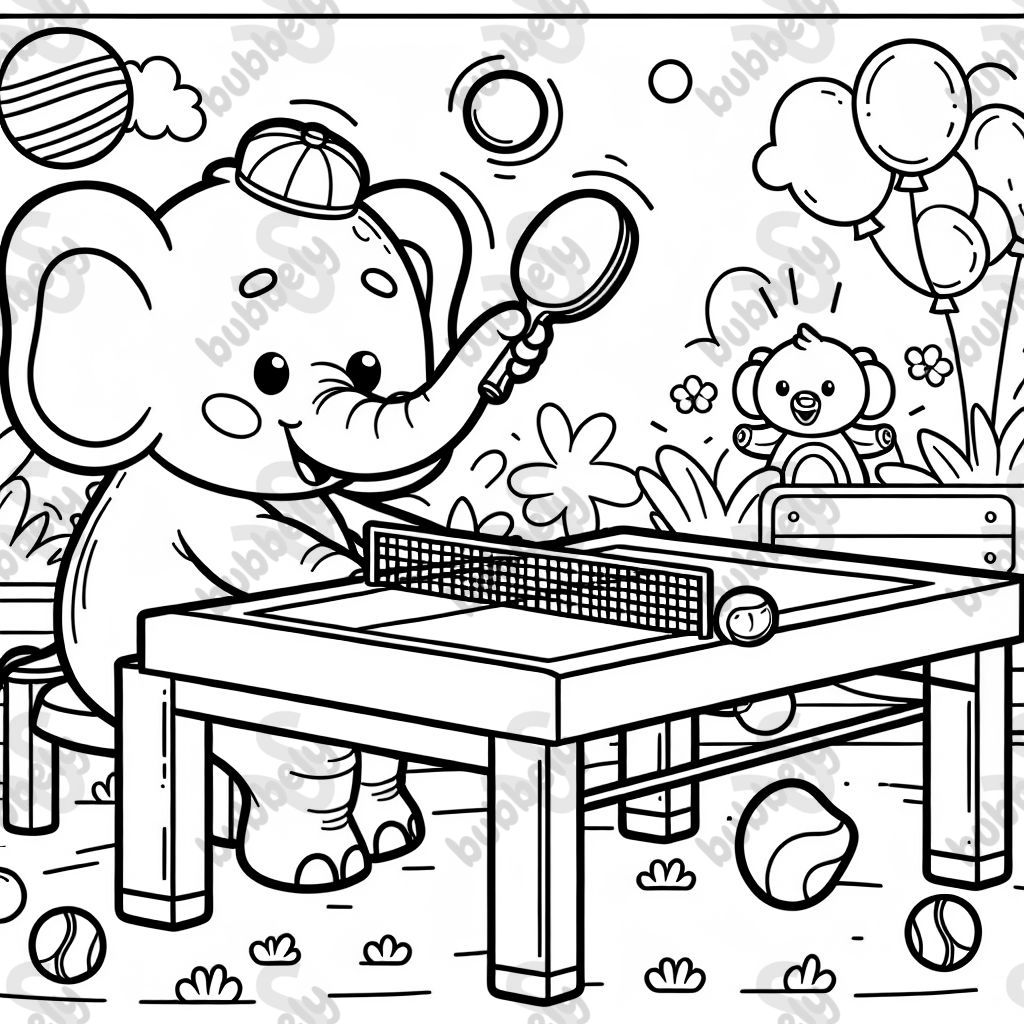 Éléphant jouant au tennis de table Éléphant jouant au tennis de table
