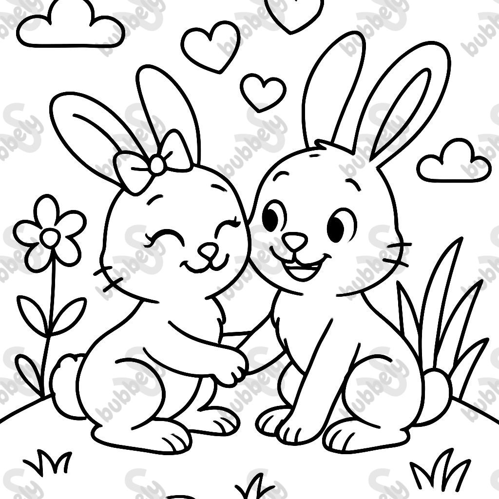 two bunnies in love