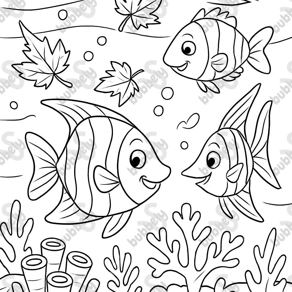 Tropical fishes on a reef in the fall