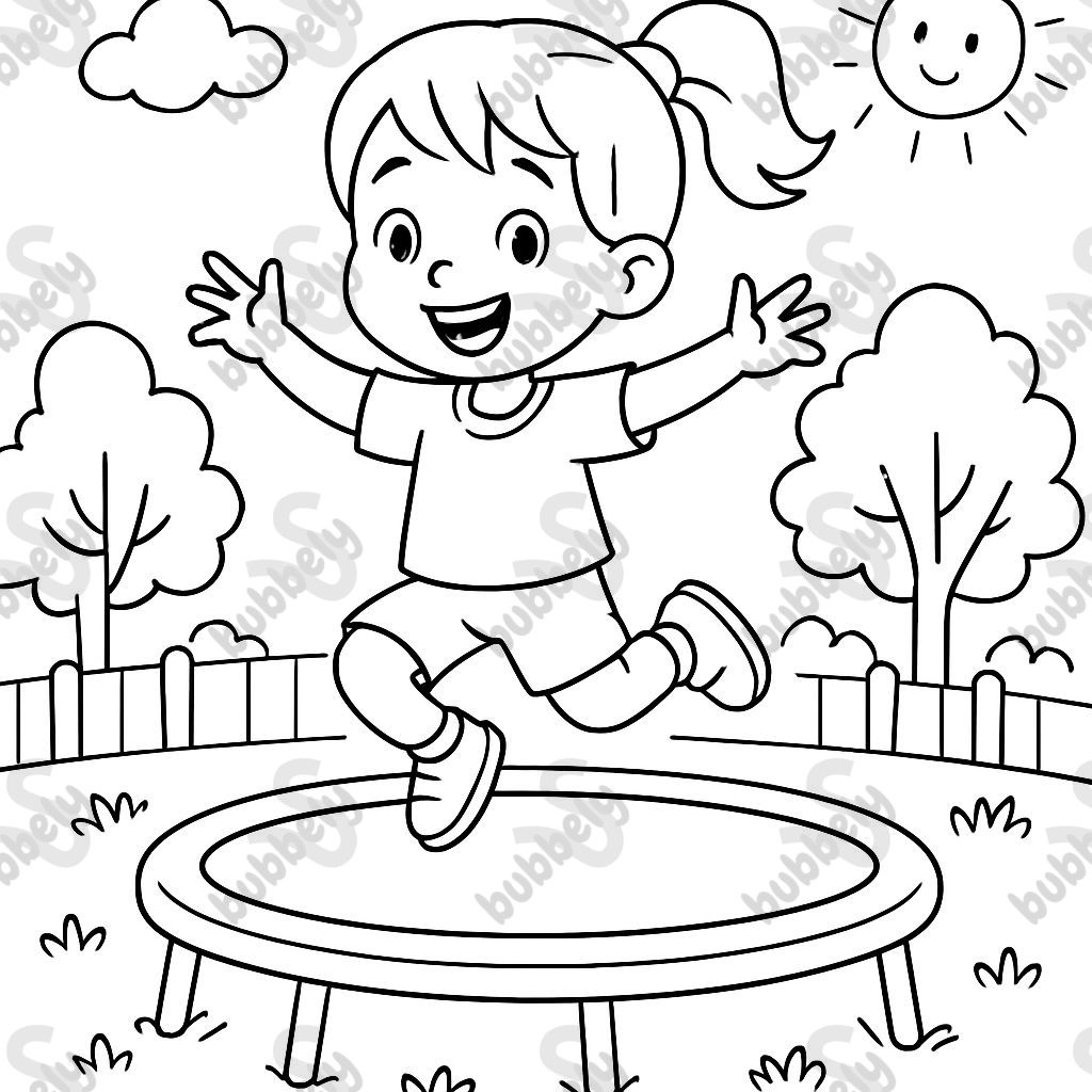 fille sur un trampoline
