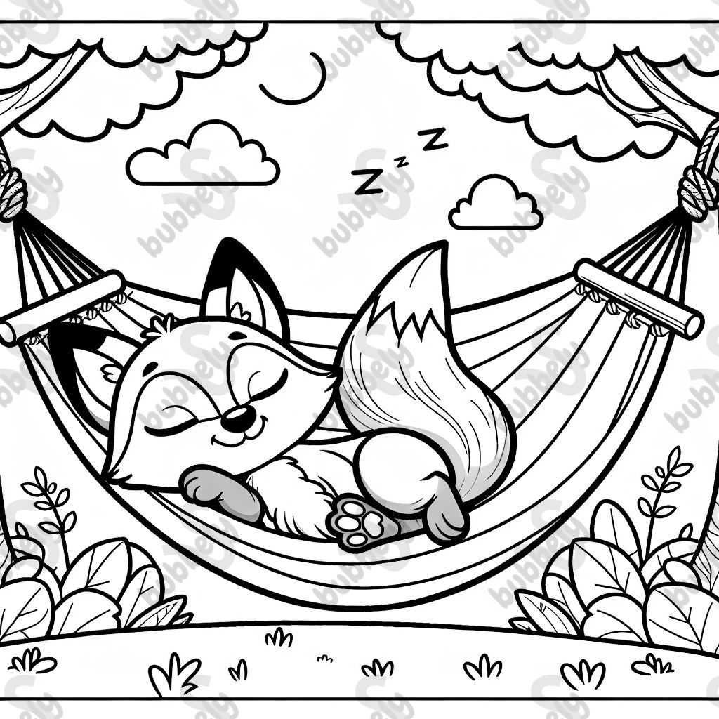 schlafendes Fuchsbaby in der Hängematte