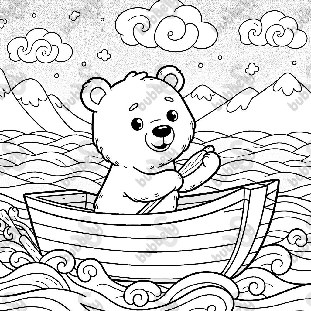 Ein Eisbär der Boot fährt