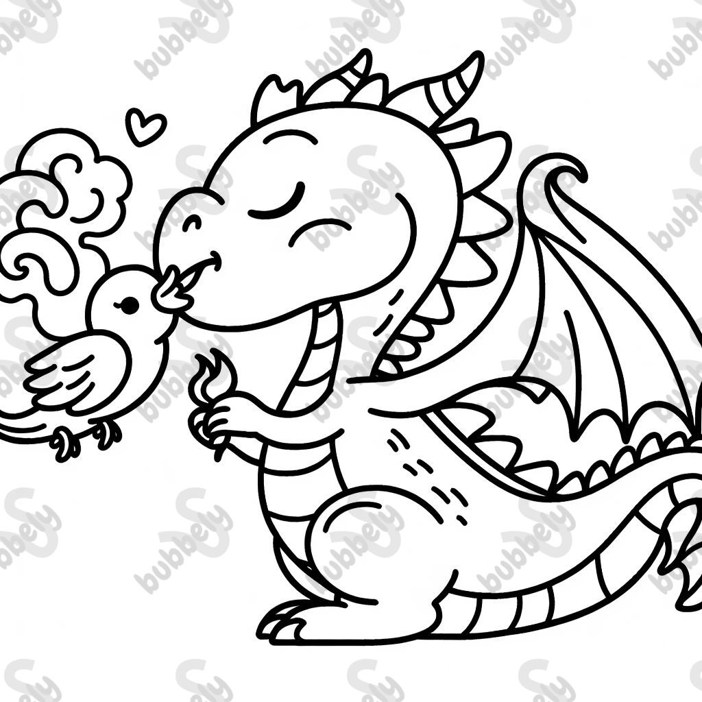 un dragon qui fait un bisou