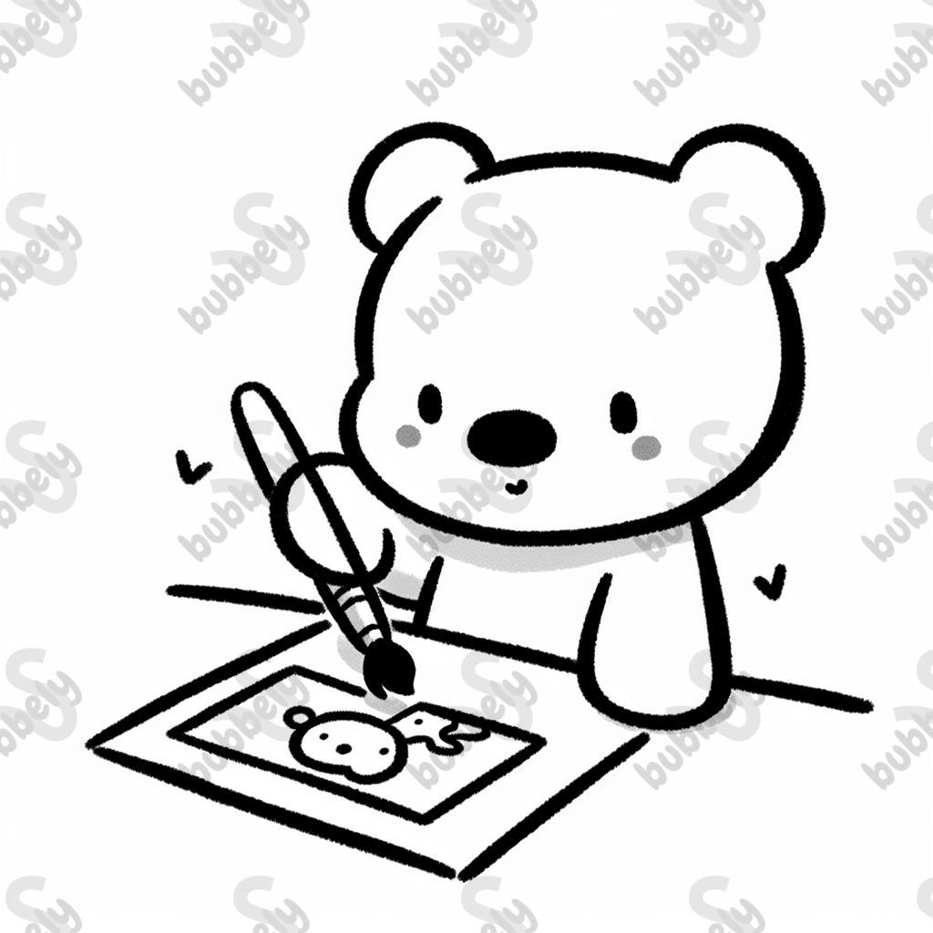 A bear painting a picture