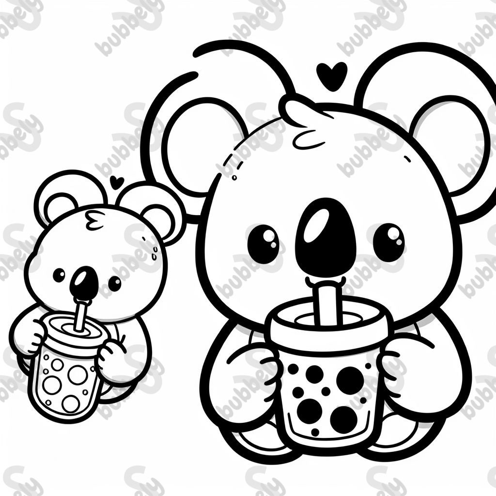 Koala drinking boba