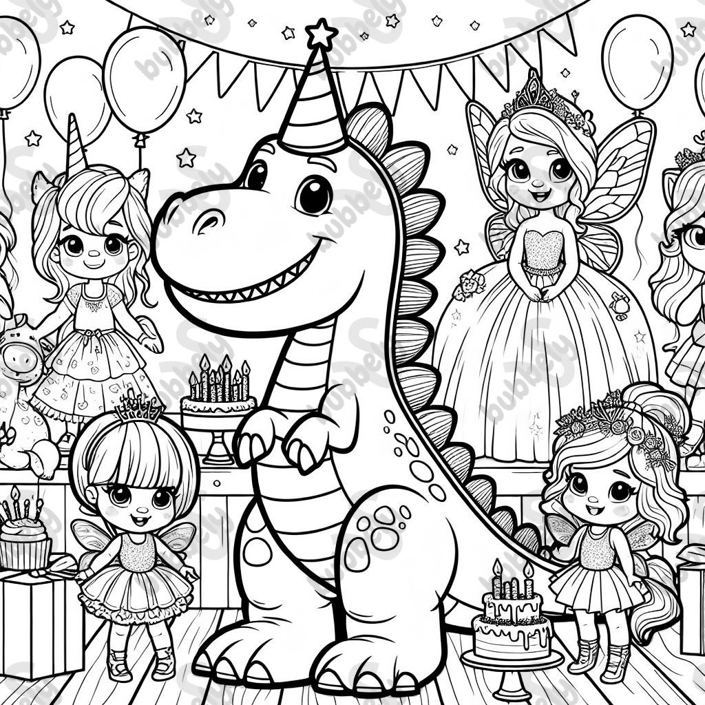 eine Geburtstagsparty mit Dino, Einhorn, Fee und Prinzessin