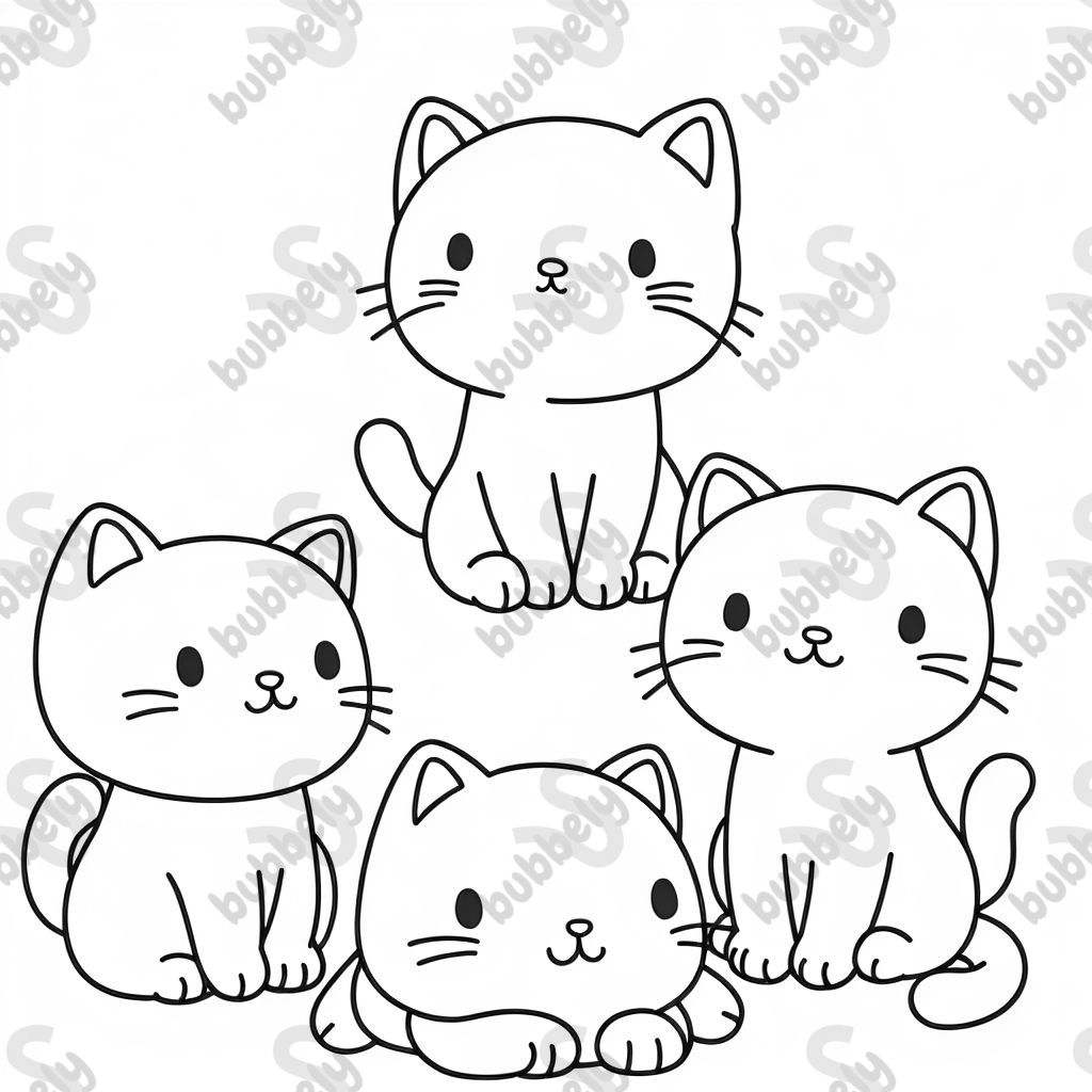 4 cats with no patterns