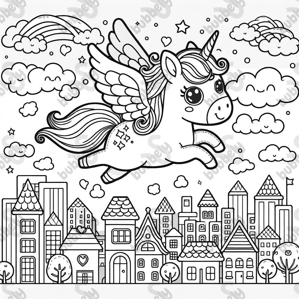 An Uniforn flying Over a city