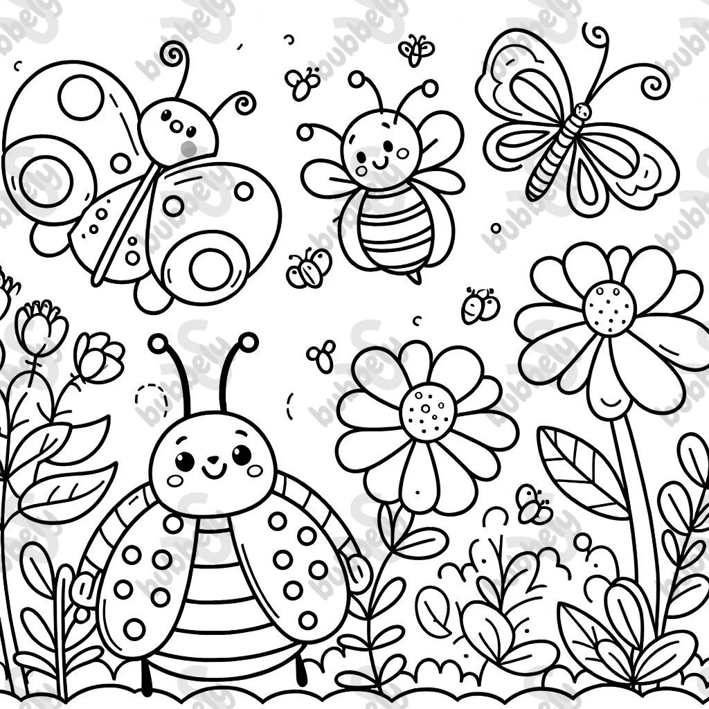 ladybugs, bees, and butterflies
