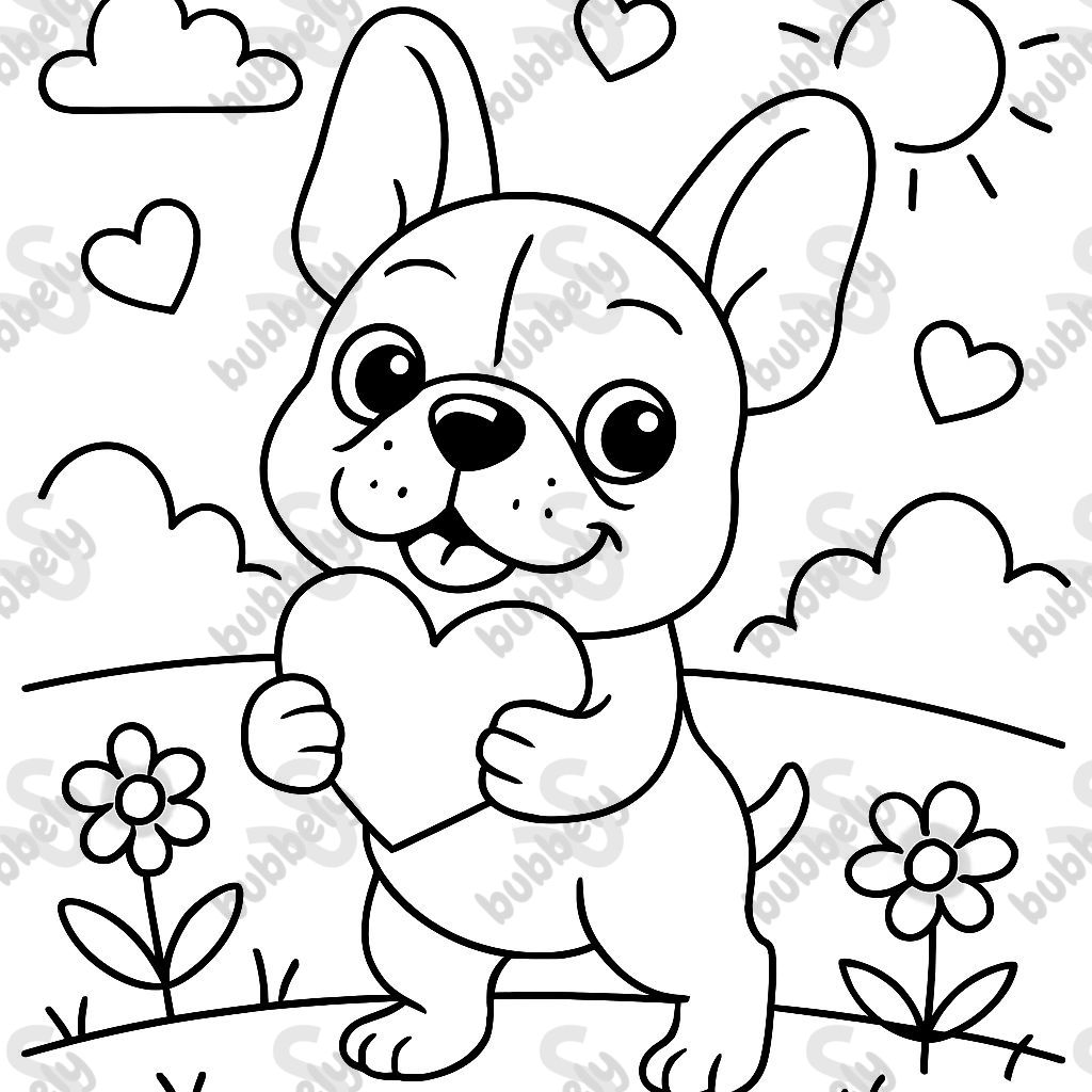 french bulldog with a heart