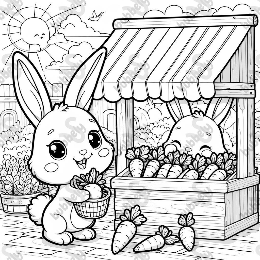 A bunny shopping for carrots