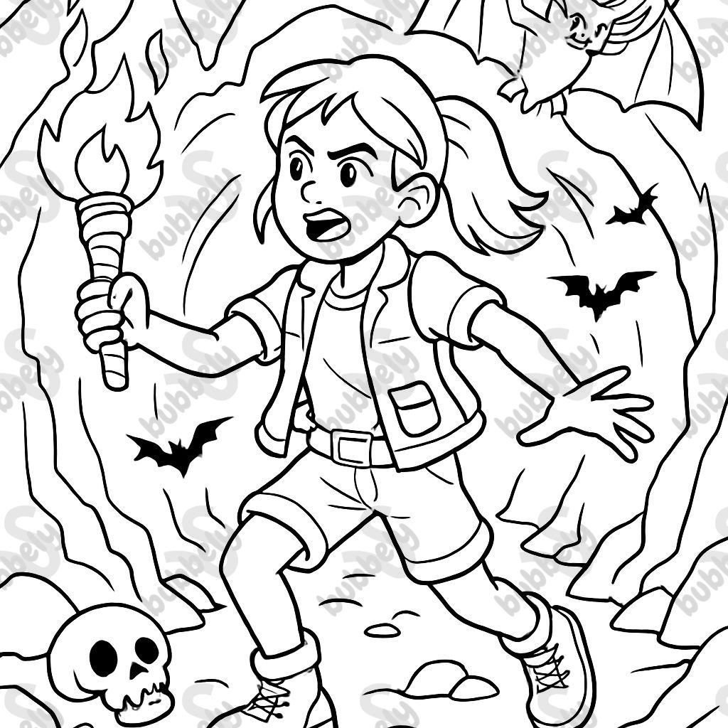 Girl in a spooky cave