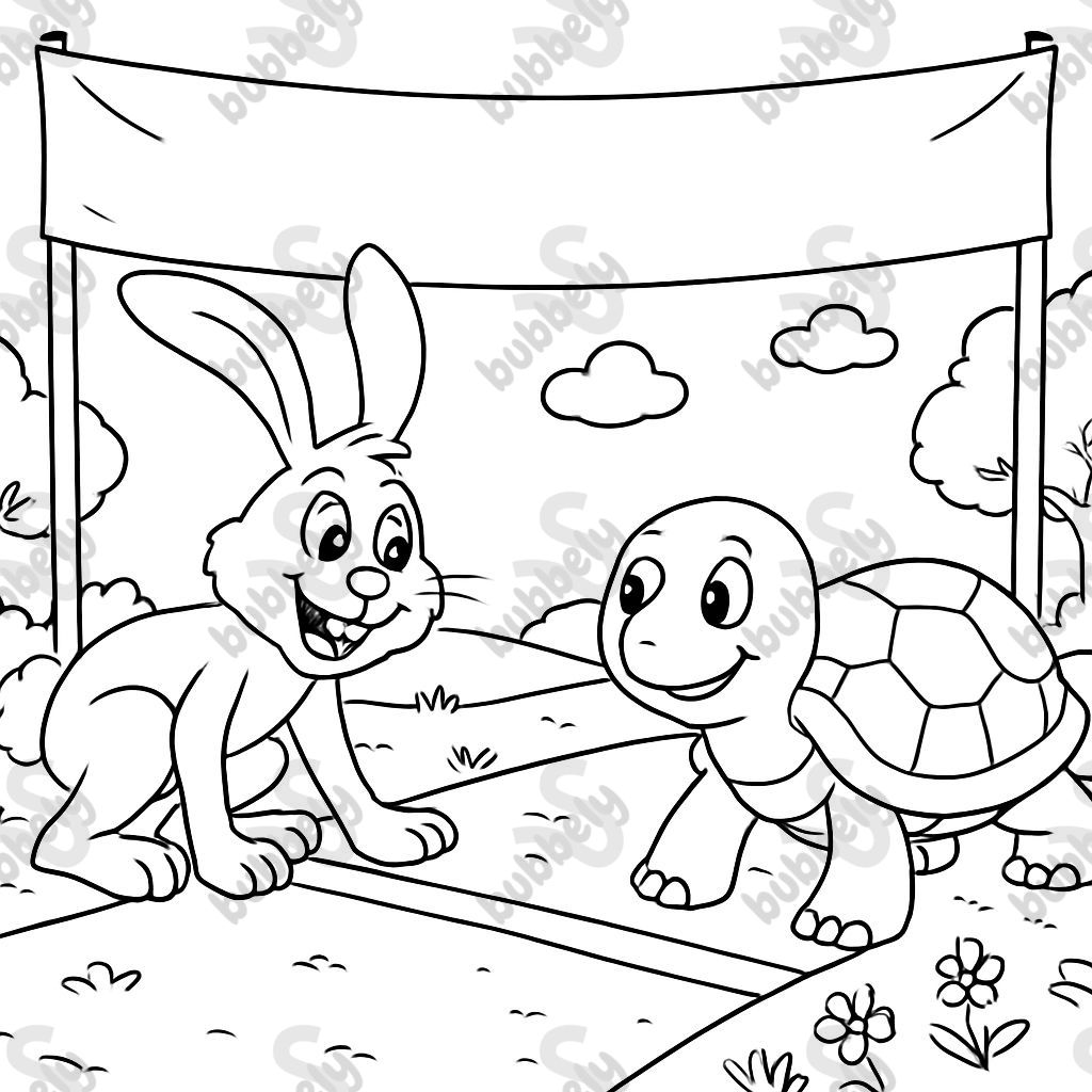 The hare and the tortoise starting line The hare and the tortoise starting line