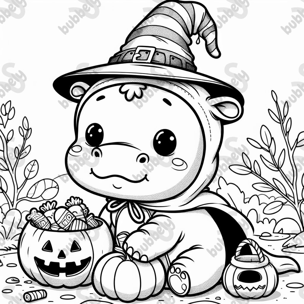 a baby pigmy hippo in a halloween costume