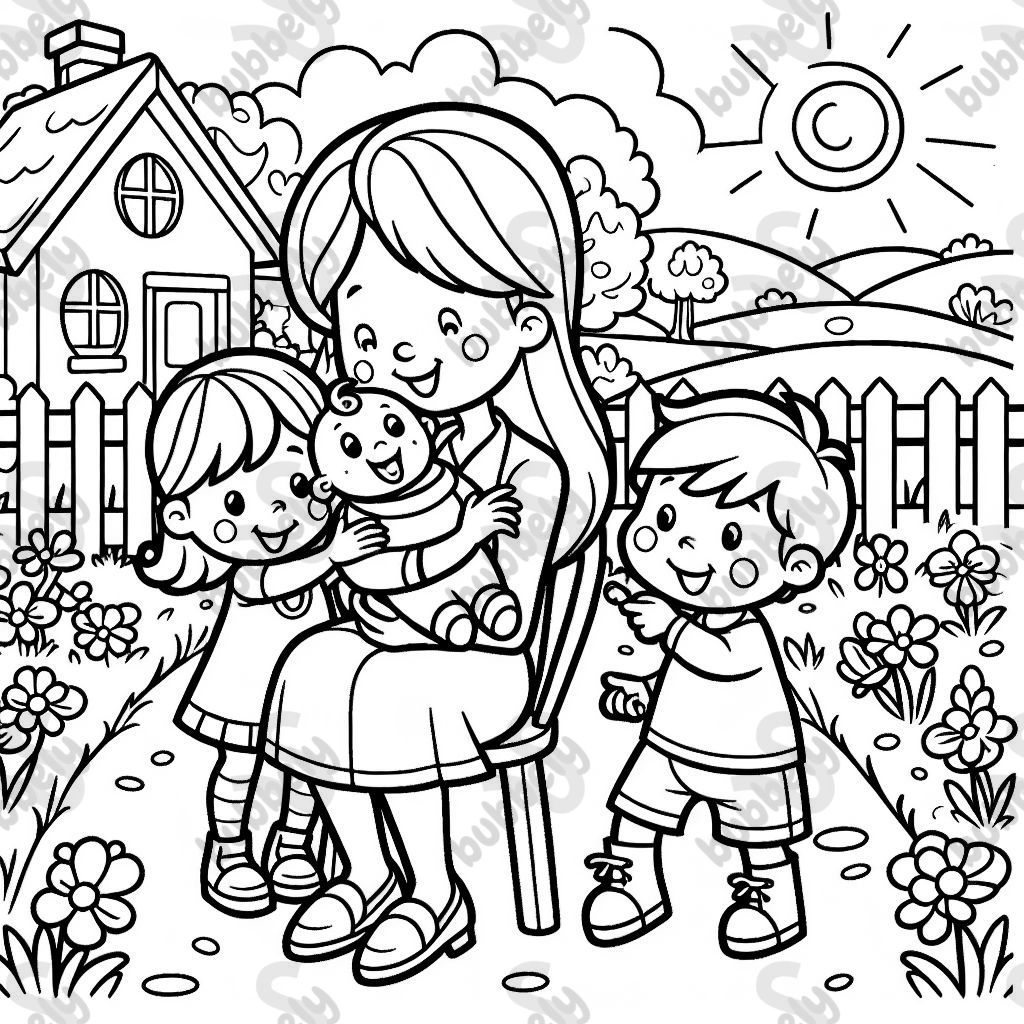 a mom with her two daughters and her son a mom with her two daughters and her son