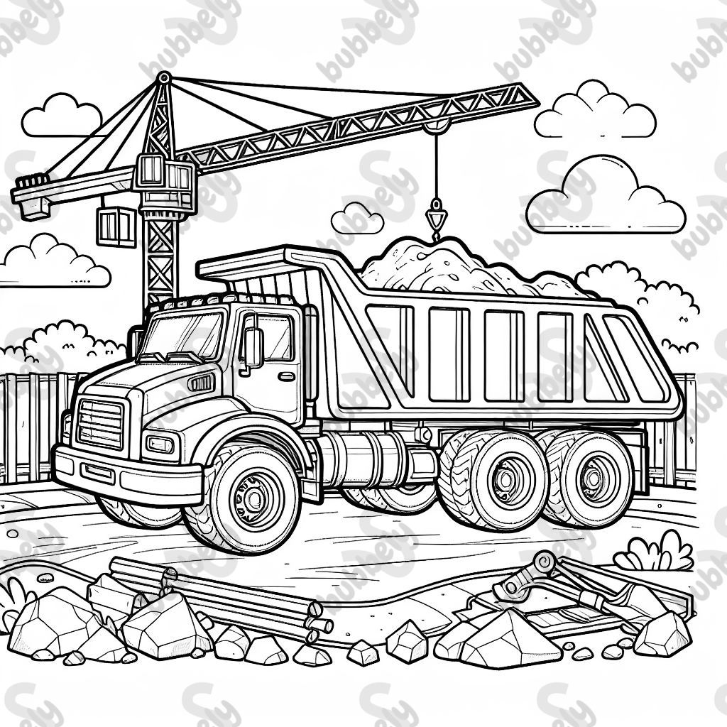 Dump truck at construction site