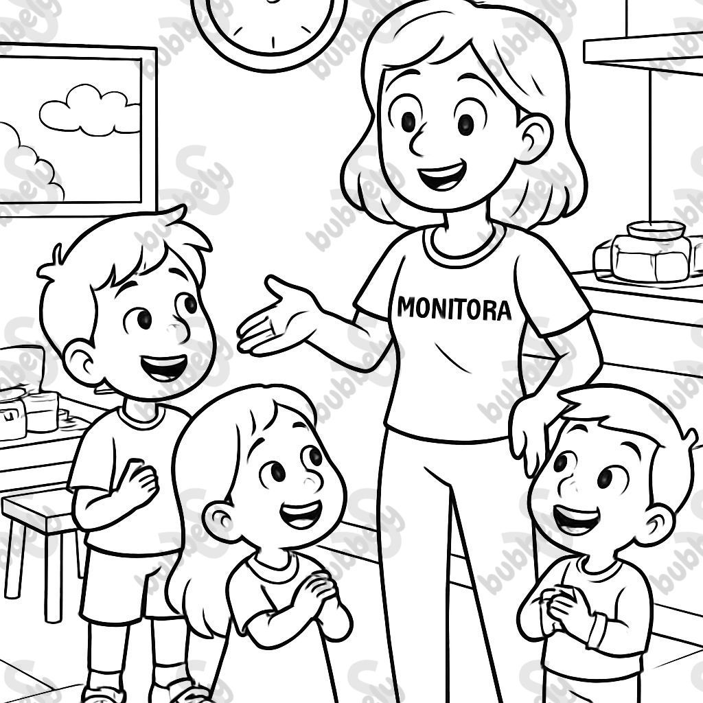 Children speaking respectfully to the cafeteria monitor Children speaking respectfully to the cafeteria monitor