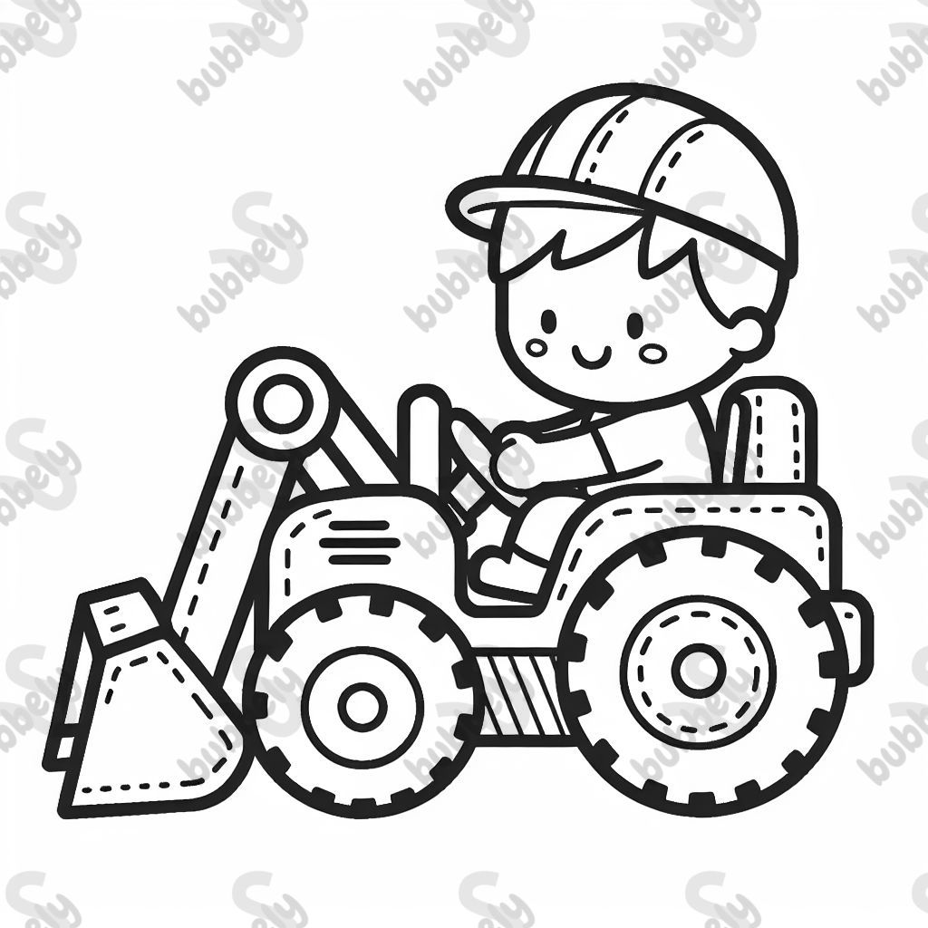 einen jungen in einem bagger