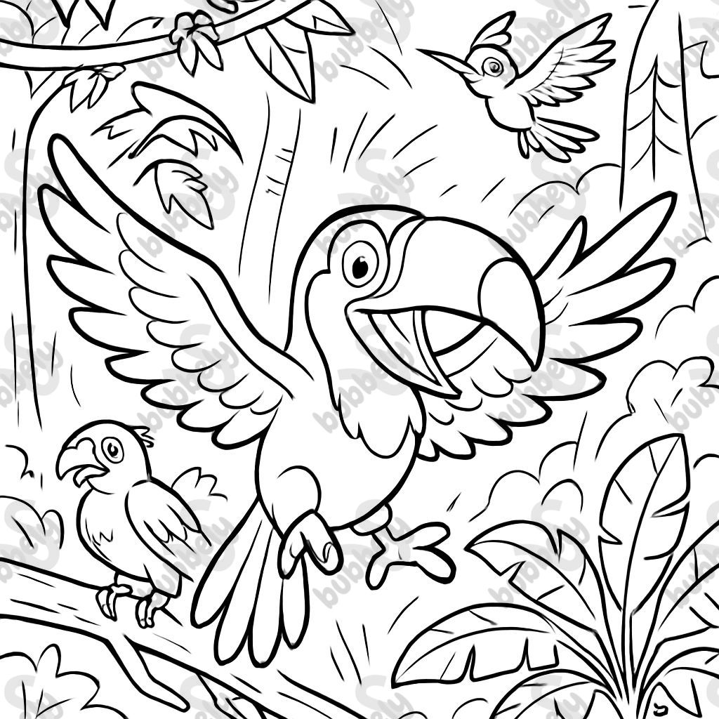 tropical birds in the forest