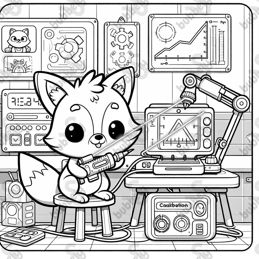 Süßer Fuchs im Kalibrierlabor mit Lasern