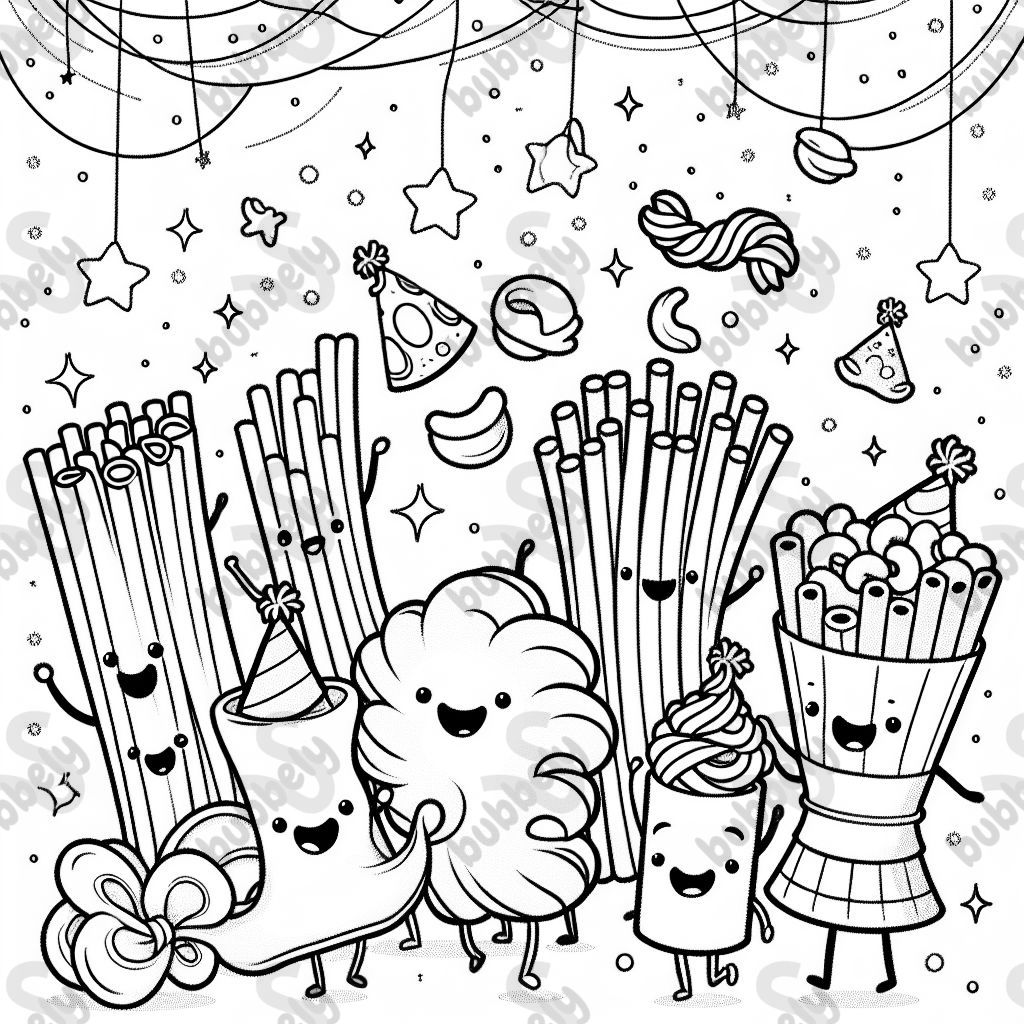 Verschiedene nudeln die eine Party feiern