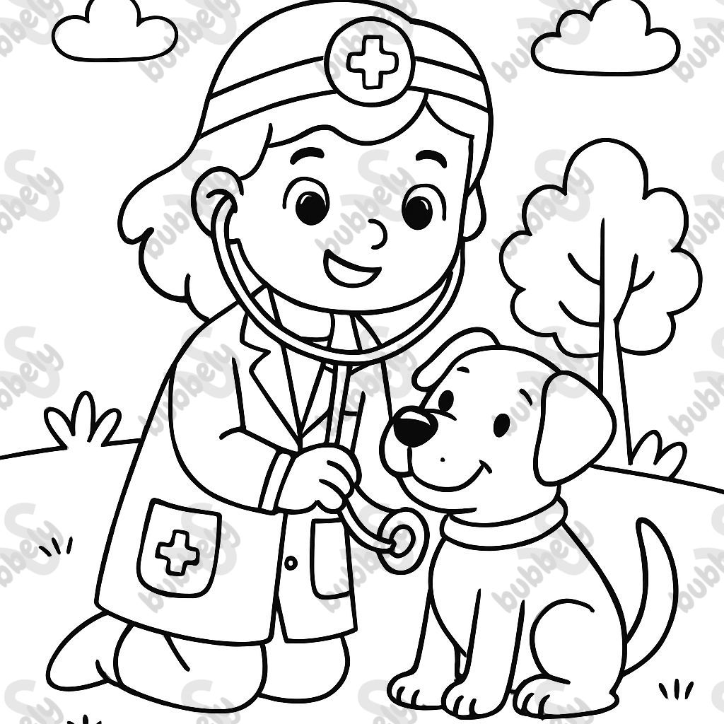 veterinarian with dog