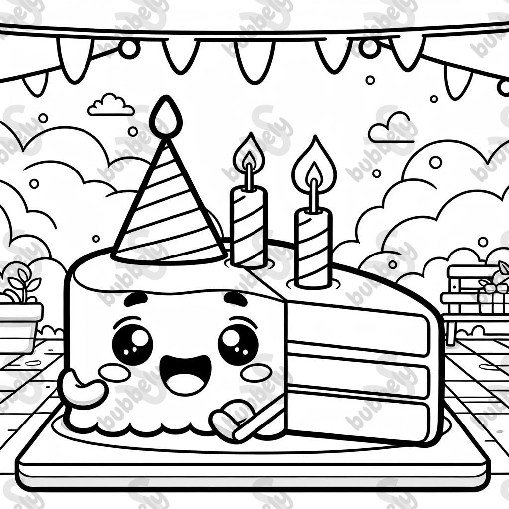 Birthday cake slice with 2 candles