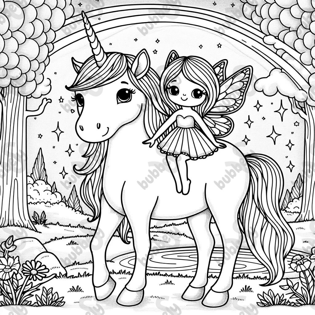a fairy sitting on a unicorn