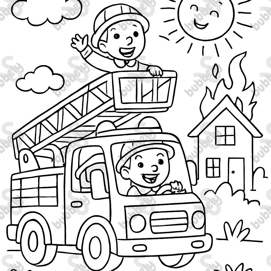 un camion de pompiers avec une échelle