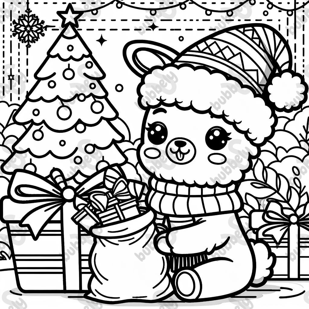 Lama mit Weihnachtsmütze