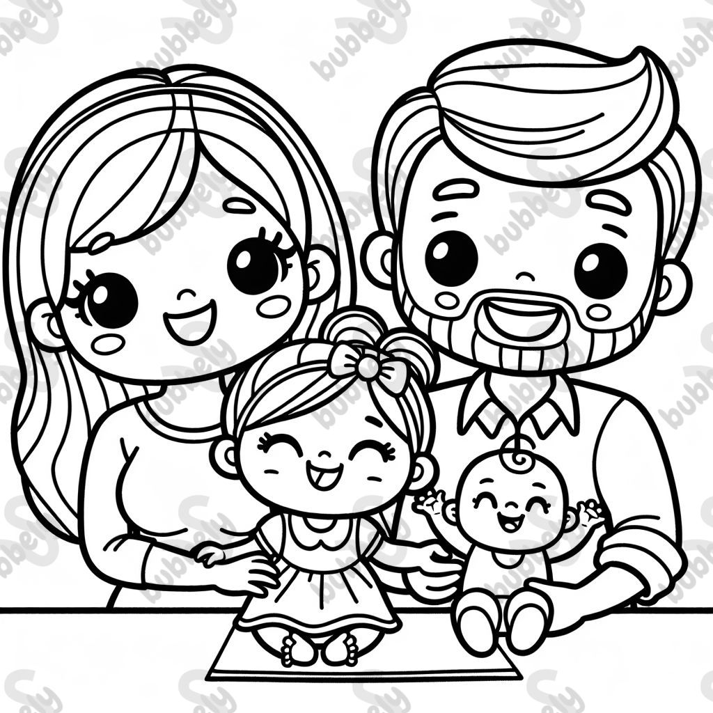 a family with father, mother, child, and baby