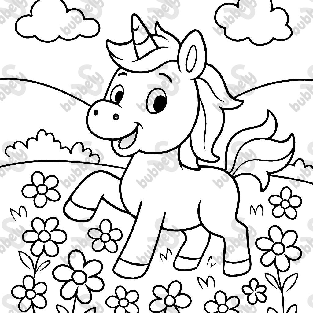unicorn in a field of flowers