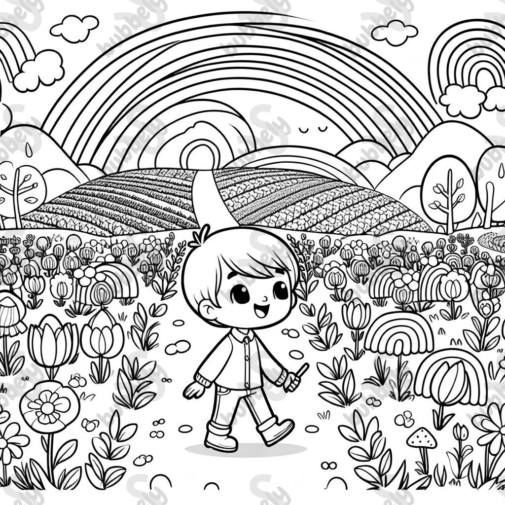 Johannes macht ein Spaziergang im Schlaraffenland und es gibt ganz viele Regenbögen