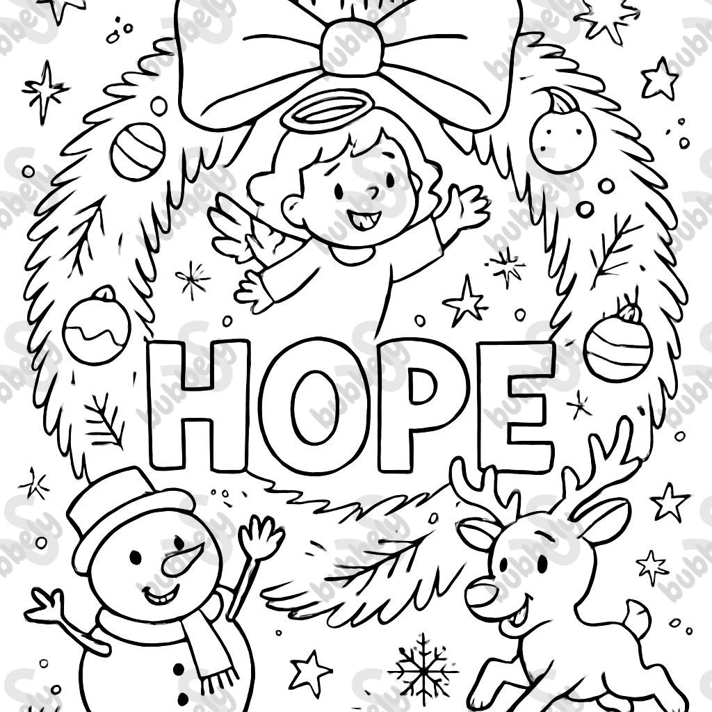 Christmas wreath and the word hope
