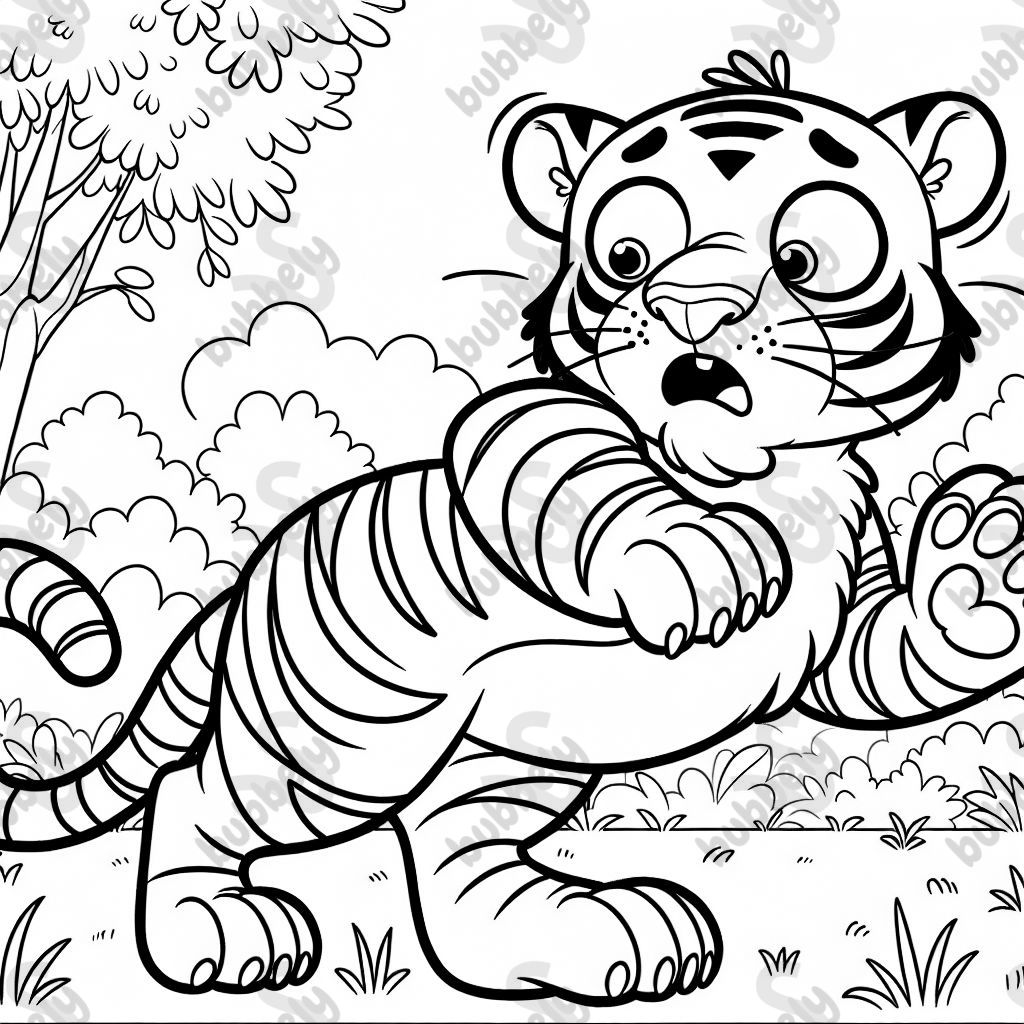 Tiger der sich erschreckt