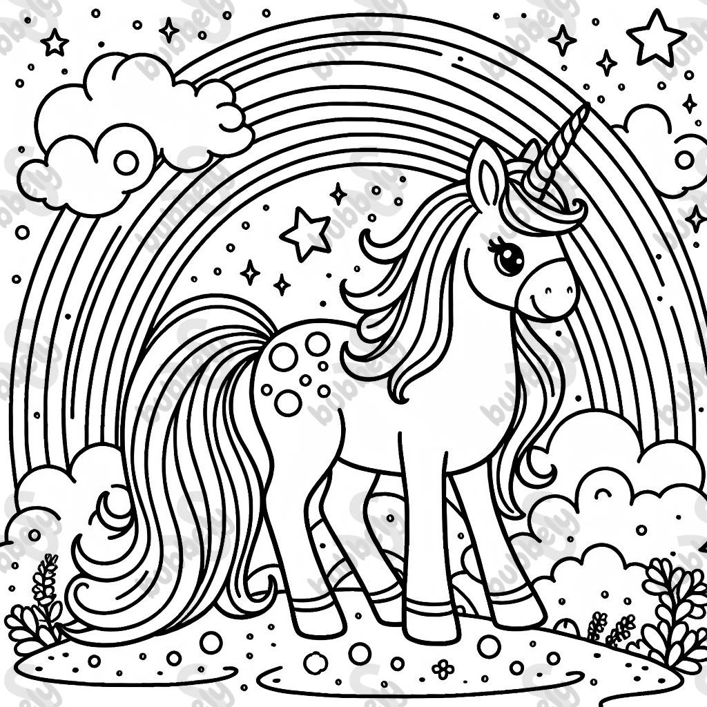 Unicorn with rainbow