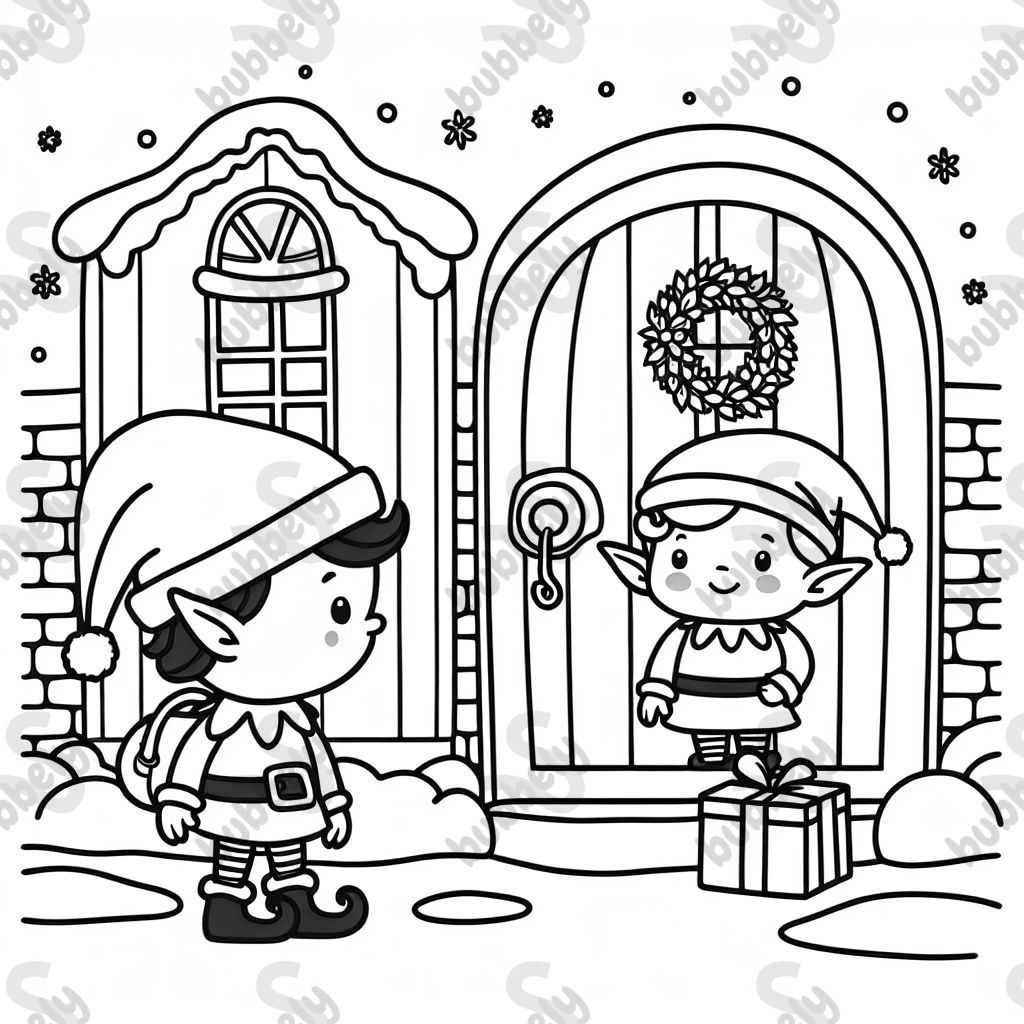 Weihnachtswichtel vor seiner Wichteltür