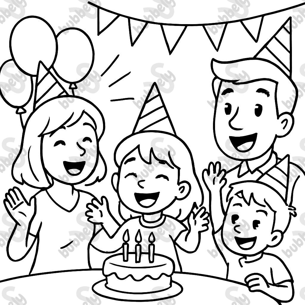 Mom, dad, and brother celebrating sister party.