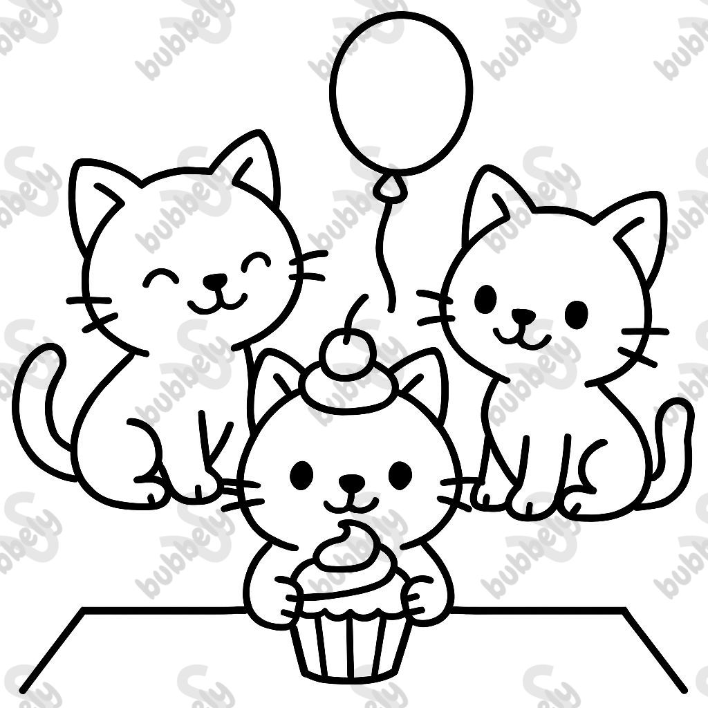 kittens at a cupcake party