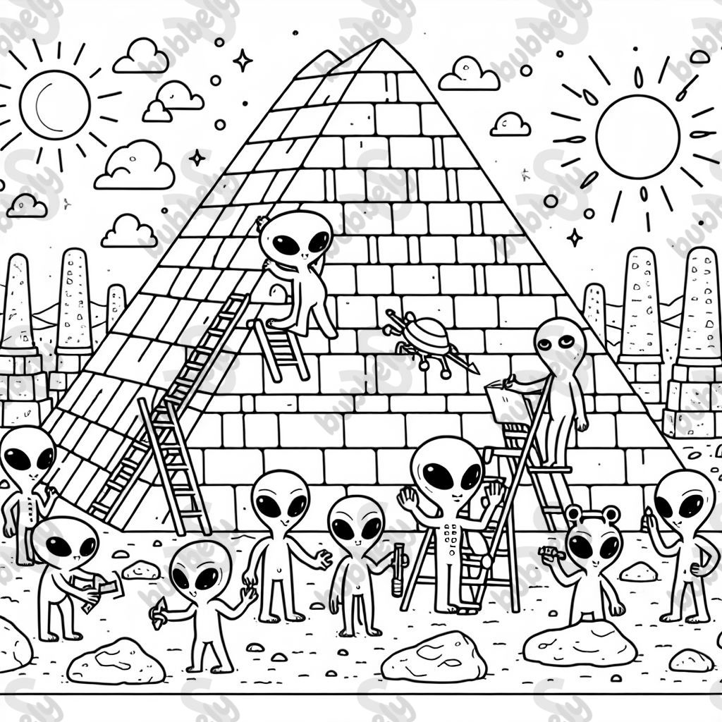 Aliens building the great pyramid
