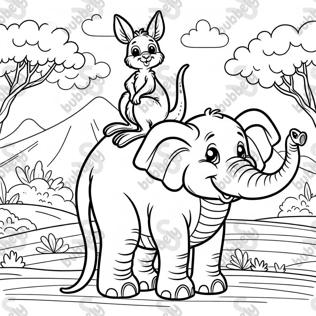 A Kangaroo on top of an elephant