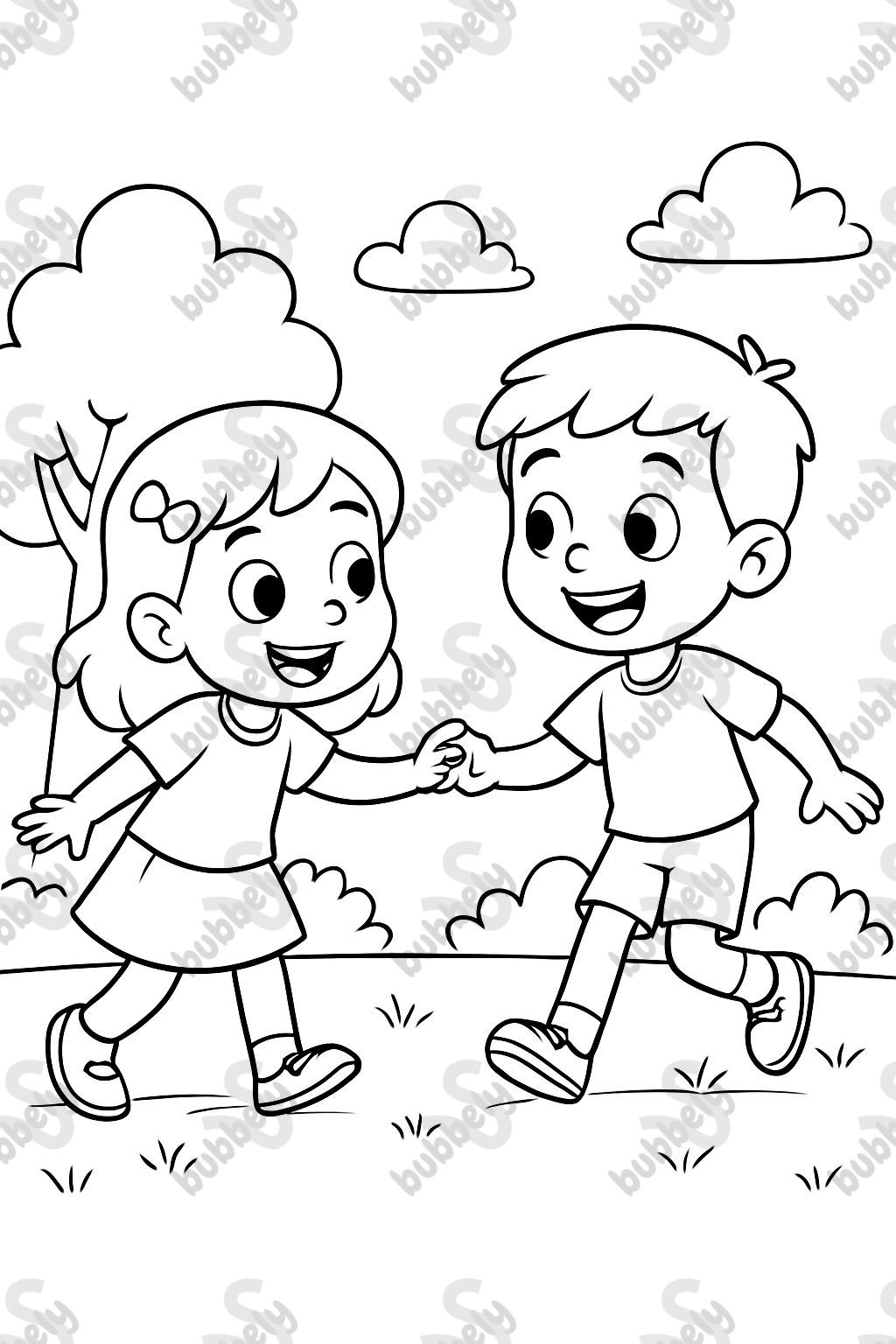 A girl and a boy playing with respect.