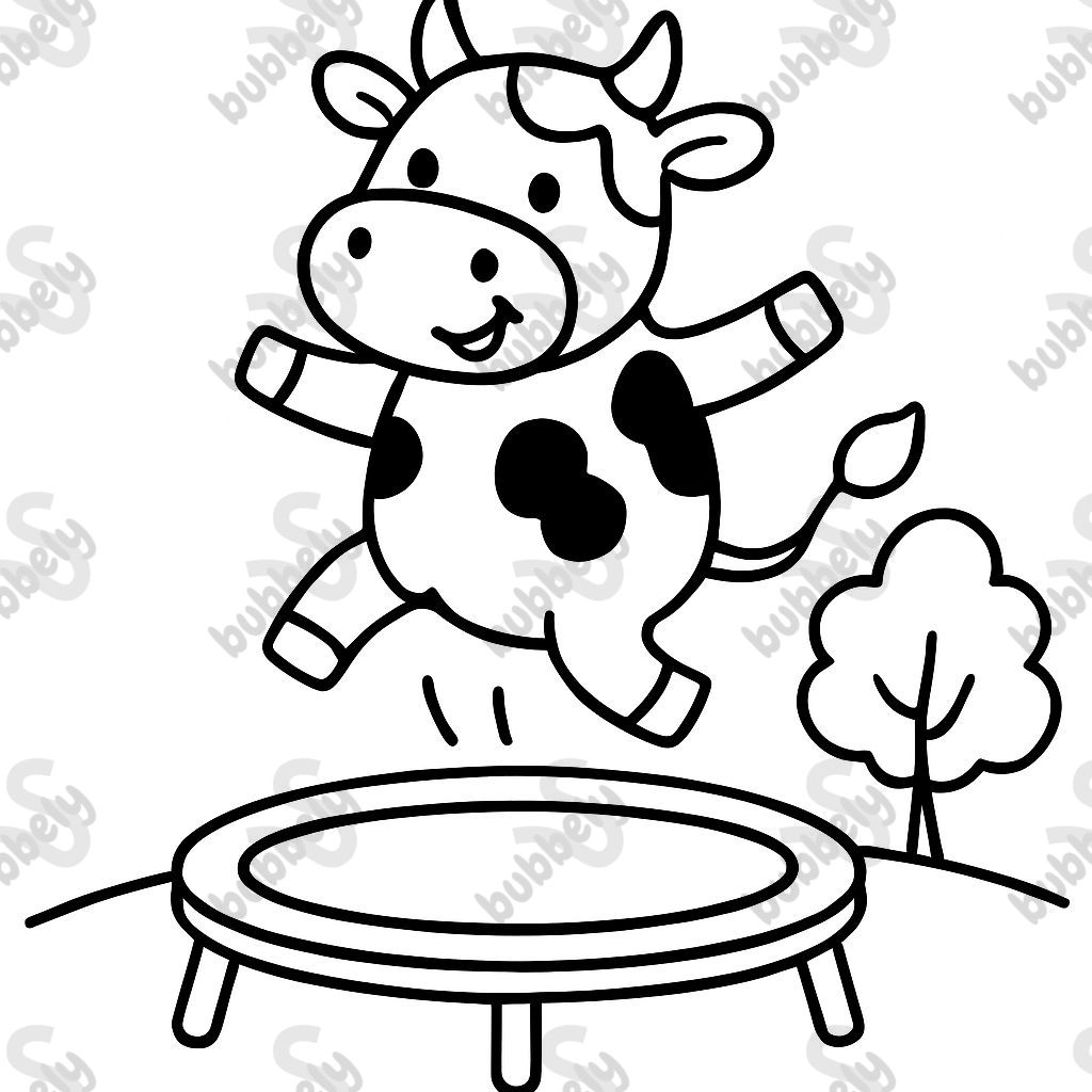 Jumping cow on trampoline Jumping cow on trampoline