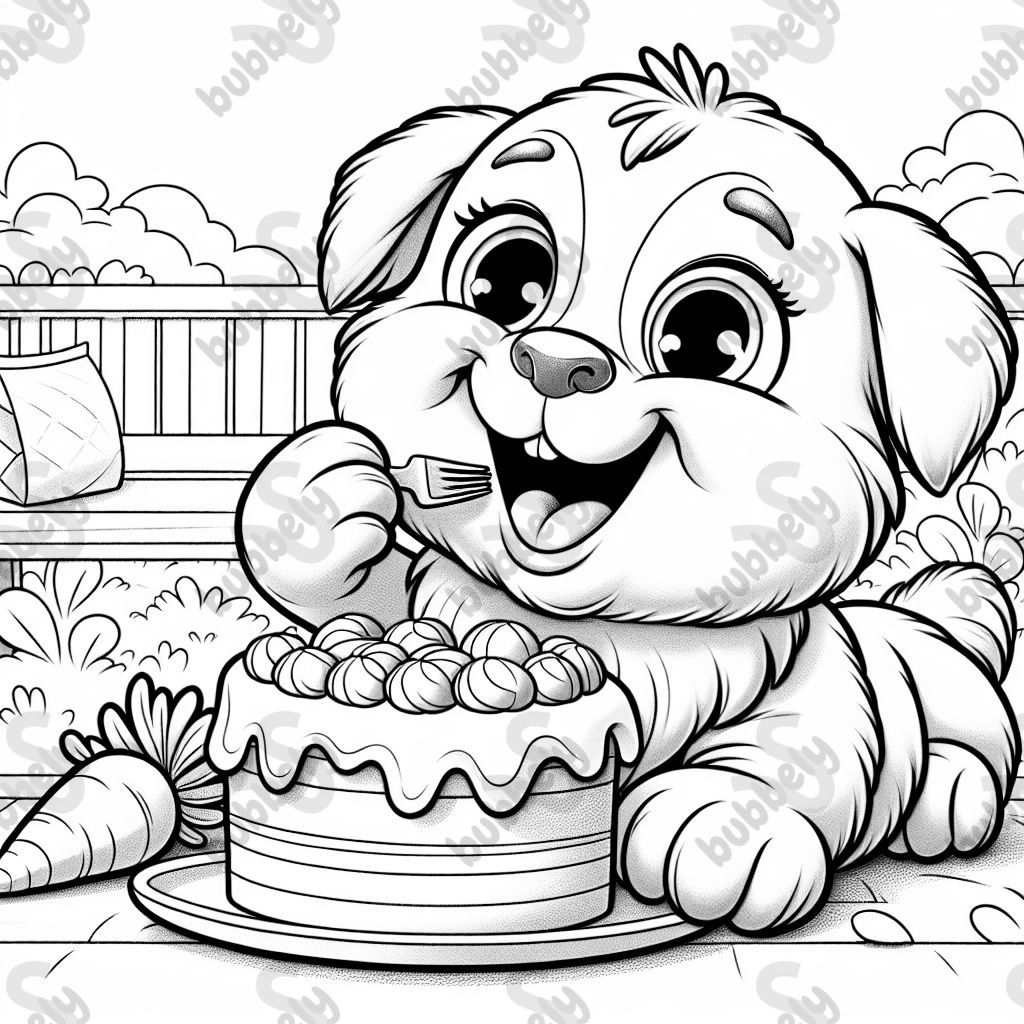 Dog eating carrot cake