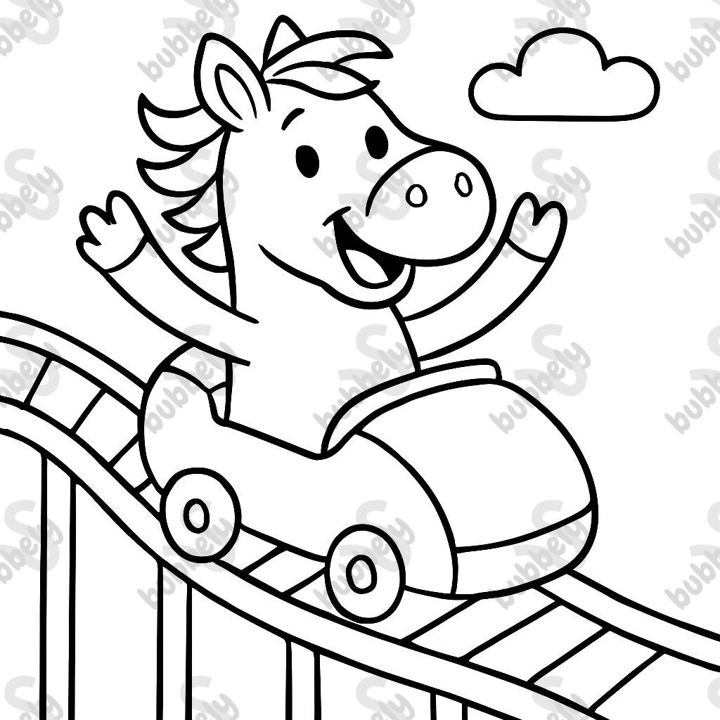 A horse riding a rollercoaster